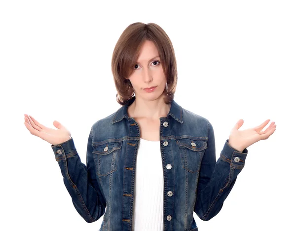 Girl hands out isolated white — Stock Photo, Image