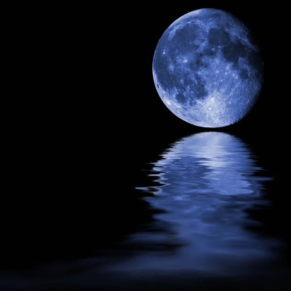 Blue Moon with Reflections — Stock Photo, Image