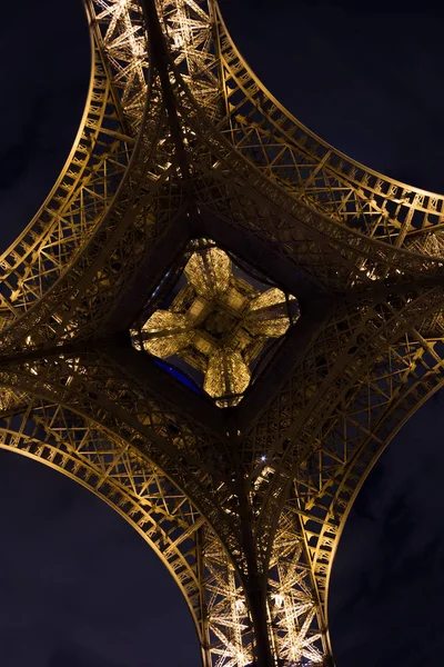 Eiffeltornet Främsta Landmärke Paris Frankrike Kvällen Med Belysning November 2014 — Stockfoto