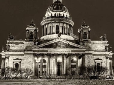 Saint Isaac's Cathedral Simgesel Yapı Petersburg gece