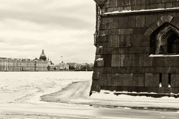 Landmark Petersburg Rusland Petrus Paulus Vesting Muur Door Winterdag Rivier — Stockfoto