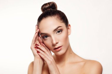 Portre güzel Spa modeli mükemmel taze temiz ten kızla