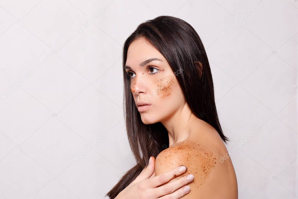 Beautiful Spa Woman Touching her Face.