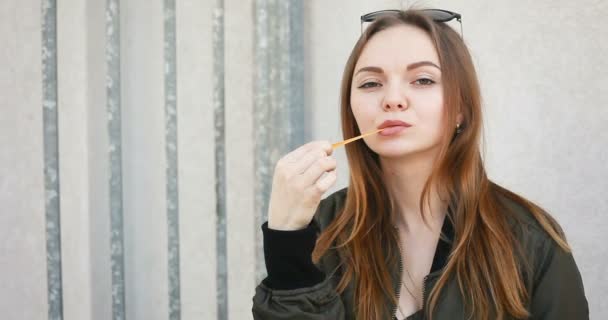 Personas Salud Dentista Concepto Estilo Vida Retrato Aire Libre Joven — Vídeos de Stock