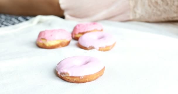 Emociones Salud Personas Comida Concepto Belleza Primer Plano Una Mujer — Vídeos de Stock