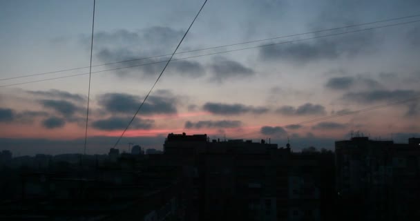 Sonnenuntergang Einem Sommerabend Über Der Metropole Zeitraffer — Stockvideo