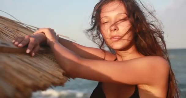 Tatil Resort Turizm Kavramı Denize Genç Kız Kadın Vücut Içine — Stok video
