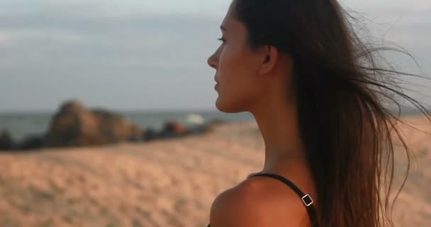 Semester Resort Turism Koncept Sexig Tjej Havet Vackra Kropp Ung — Stockvideo