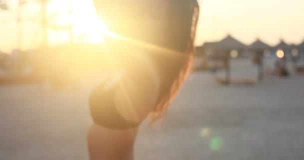Vacances Station Balnéaire Concept Tourisme Fille Sexy Dans Mer Beau — Video