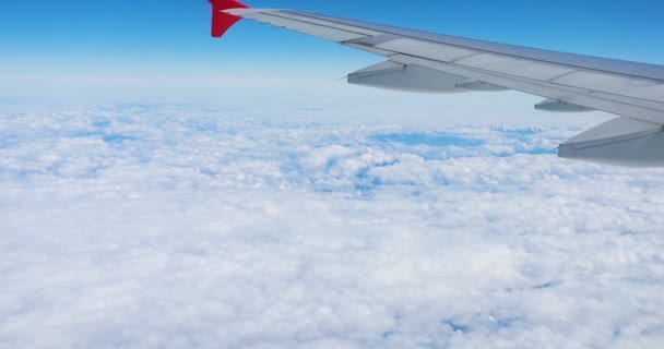 Stunning Footage Aerial View Clouds Airplane Window Blue Sky View — Stock Video