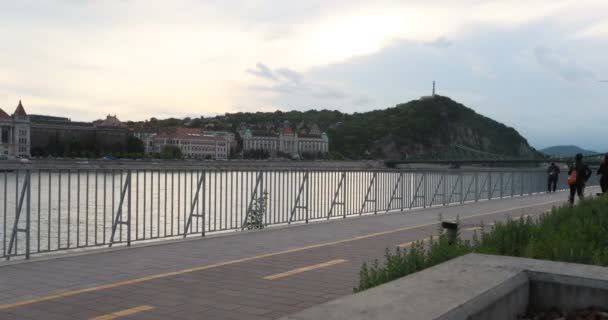 Ciudad Budapest Horizonte Río Danubio Día Noche Timelapse Budapest Hungría — Vídeos de Stock