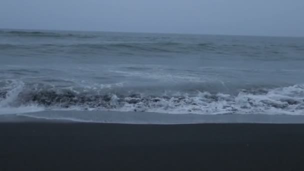Красивый Морской Пейзаж Тихоокеанском Побережье Время Тёмного Зимнего Заката Тихий — стоковое видео