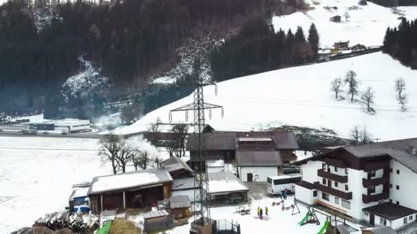 Riprese Drone Ancora Girato Del Bellissimo Villaggio Invernale Ischgl Austria — Video Stock