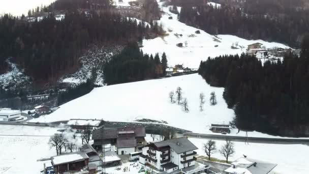 Des Images Drones Village Hiver Ischgl Autriche Survoler Beau Village — Video