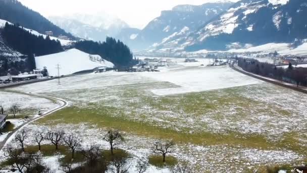 Drönarbilder Den Vackra Vinterbyn Ischgl Österrike Flyg Över Den Vackra — Stockvideo