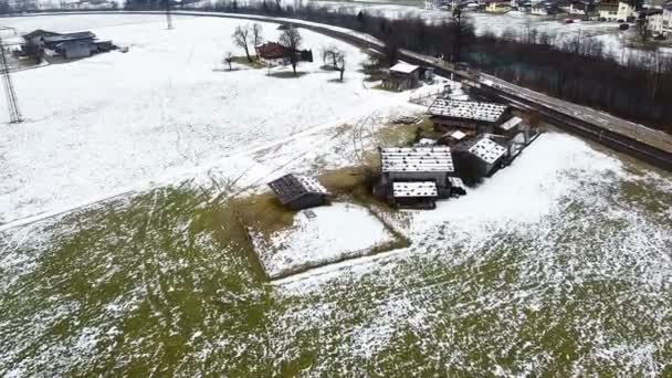 Drone Footage Still Shot Beautfiul Winter Village Ischgl Austria Flying — Stock Video