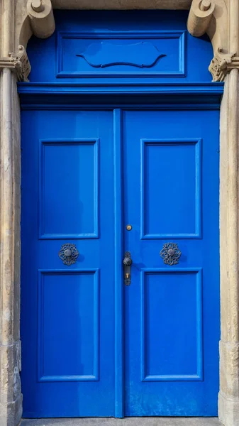 Traditional european facade with entance door