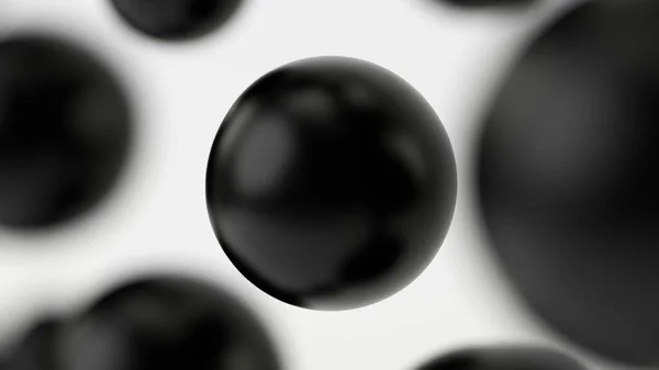 Black bubble oil on background white color. Flying abstract spheres or water blobs or drops. 3d render. Soap Bubbles Isolated