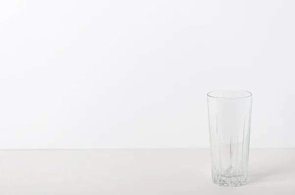 Glass Cup White Table White Background Minimal Composition Copy Space — Stock Photo, Image