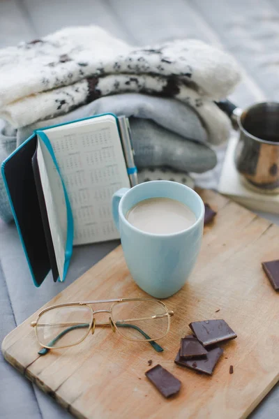 Cup of milk and chocolate Stock Picture