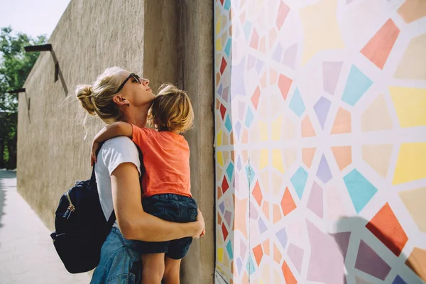 Young Happy Woman Her Cute Little Son Having Fun Bright — Stock Photo, Image