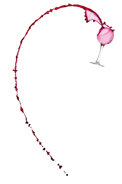 Bicchiere da vino con vino rosso su sfondo bianco isolato — Foto Stock
