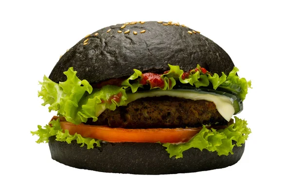 Burger czarno na białym tle — Zdjęcie stockowe