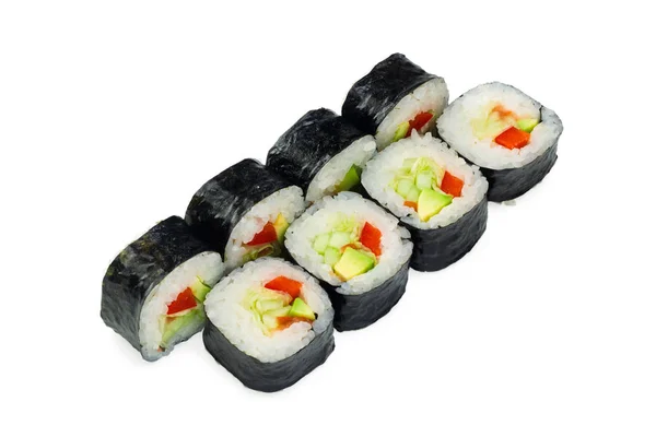 Cuisine asiatique. Cuisine japonaise. Sushi roule sur un backgrou blanc — Photo