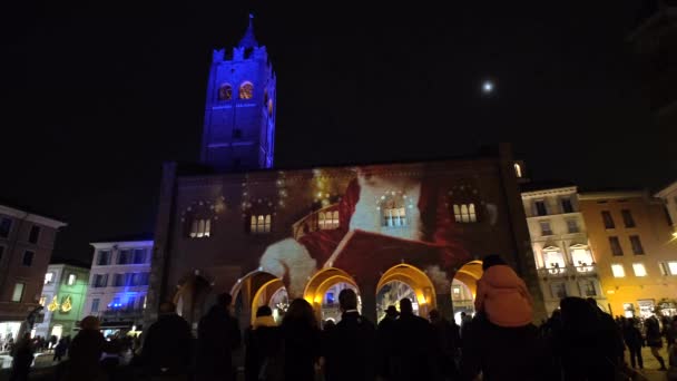 Lumières Noël Projetées Sur Arengario Monza Italie — Video