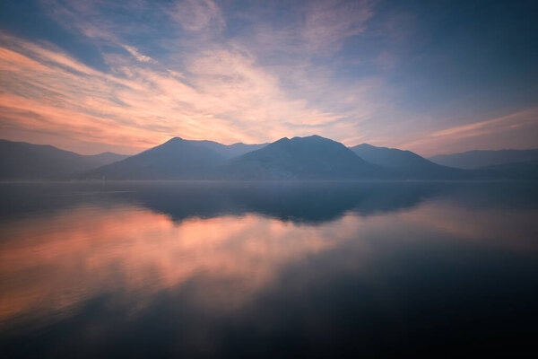 Walking on air - Cloudscape reflections at Lago d 'Iseo, Brescia, Italy
