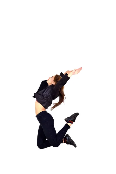 Танцівниця сучасного стилю позує на білому тлі — стокове фото