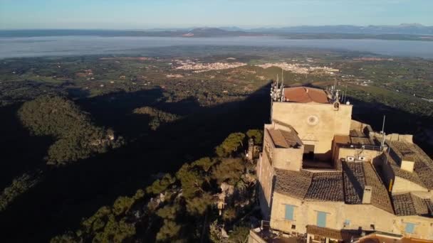 Sant Salvador Sığınağı Nın Genel Görüşü Felanitx Mallorca Spanya — Stok video