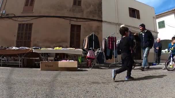 Timelapse Van Straatmarkt Campos Mallorca Spanje — Stockvideo