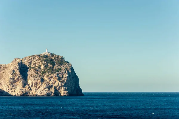 Formentor Lighthouse Seen High Seas Tramuntana Mountains Island Mallorca Spain — Stock Photo, Image