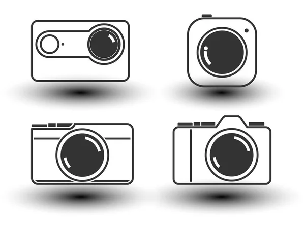 Línea de la cámara icono vector ilustración — Vector de stock