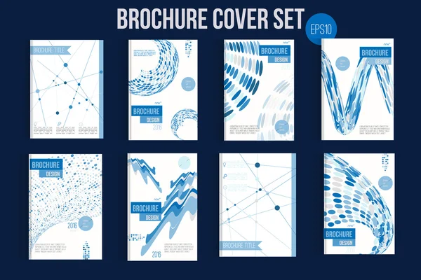 Mavi broşür mega ayarlama şablonu düzenleri, kapak tasarımı, yıllık rapor, dergi, el ilanı, iş ve inşaat için şekilleri ile A4 broşür. — Stok Vektör