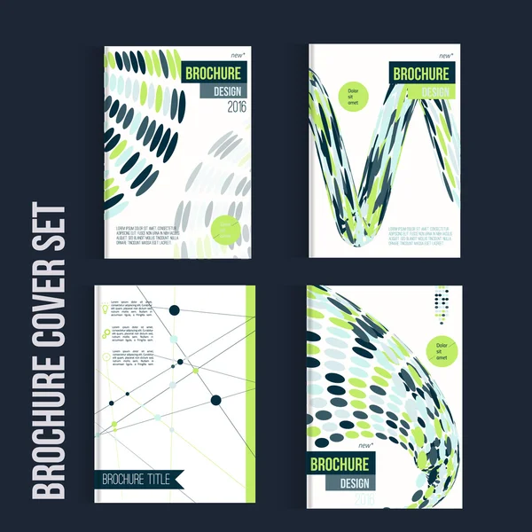 Yeşil broşür mega ayarlama şablonu düzenleri, kapak tasarımı, yıllık rapor, dergi, el ilanı, iş ve inşaat için şekilleri ile A4 broşür. — Stok Vektör