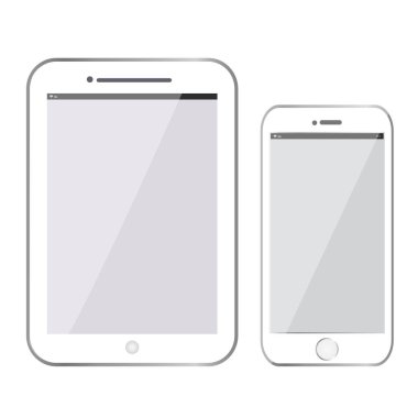 Beyaz arka plan üzerinde izole Smartphone ve tablet mockup