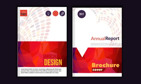 Clean Vector annual report. Brochure template, book cover layout design, Abstract triangle red presentation templates. A4 size — Stock Vector