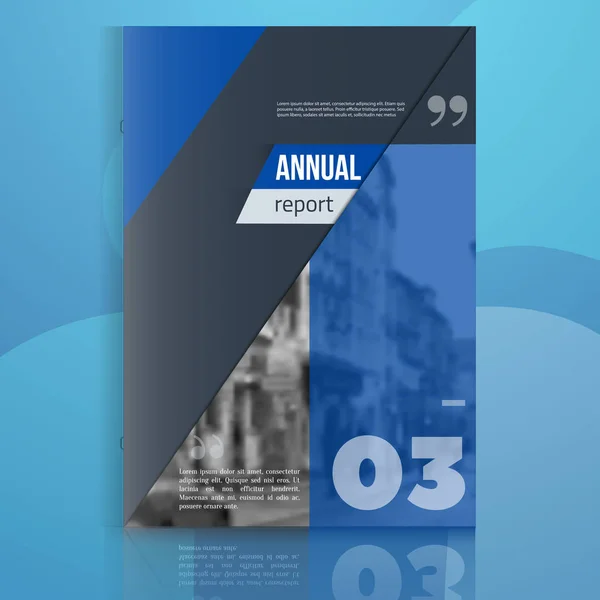 蓝色年度报告设计模板矢量模糊的照片，为演示文稿的小册子封面。商业书籍封面、 传单、 专业的企业形象在现代风格. — 图库矢量图片