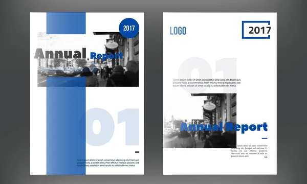 蓝色年度报告设计模板矢量集，演示文稿的小册子封面。商业书籍封面、 传单、 专业的企业形象在现代风格. — 图库矢量图片