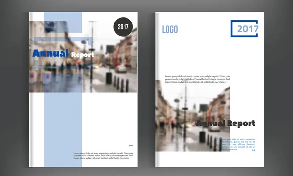 Vector brochure voorbladsjabloon met wazig stad landschap. Zakelijke brochure cover design, flyer brochure cover, professionele bedrijfsbrochure cover. — Stockvector