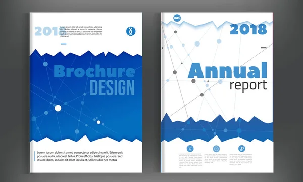 技术与连接的年度报告。宣传册设计模板矢量，单张封面演示文稿抽象背景，在 A4 大小的布局 — 图库矢量图片