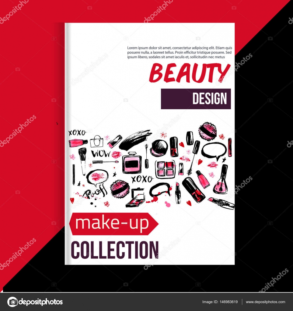Brochure cover template for makeup artist, studio, business card Pertaining To Makeup Artist Flyers Templates