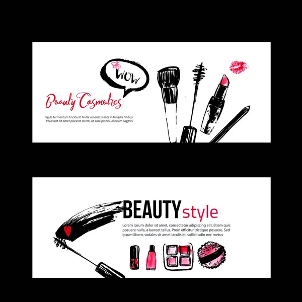 Banner templates voor make-up artiest — Stockvector