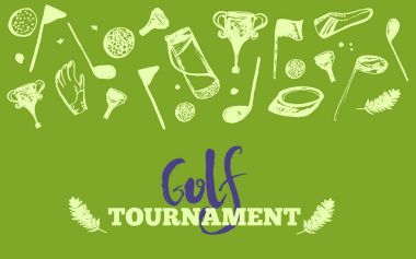 Grunge Golf club turnuva site üstbilgi şablonu. Posteri veya başlığı vektör tasarımı.