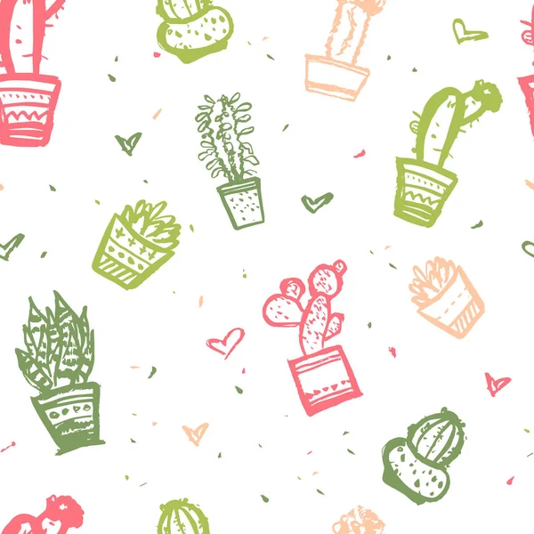 Cactus seamless pattern Print. Cute fashion fabric design for nursery or clothes — Stock Vector