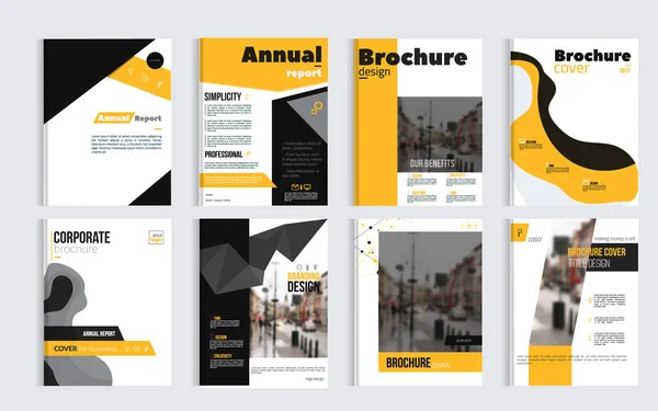 Business-Broschüre Cover-Design mit blauem Foto und einfachen Formen. minimalistisches Design der jährlichen Wiederholung. — Stockvektor