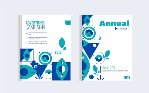 Stylish Business Brochure cover design with geometric background and simple shapes. Minimalistic design of annual report in trendy scandinavian style — Stock Vector