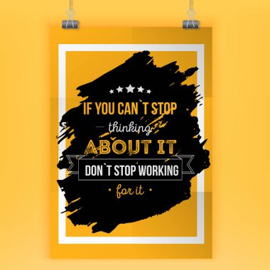 Bunun için çalışma başlatmak değil. Yaratıcı tasarım duvar grafik, tipografik poster koyu leke üzerinde. A4 kolay düzenleme kadar alay